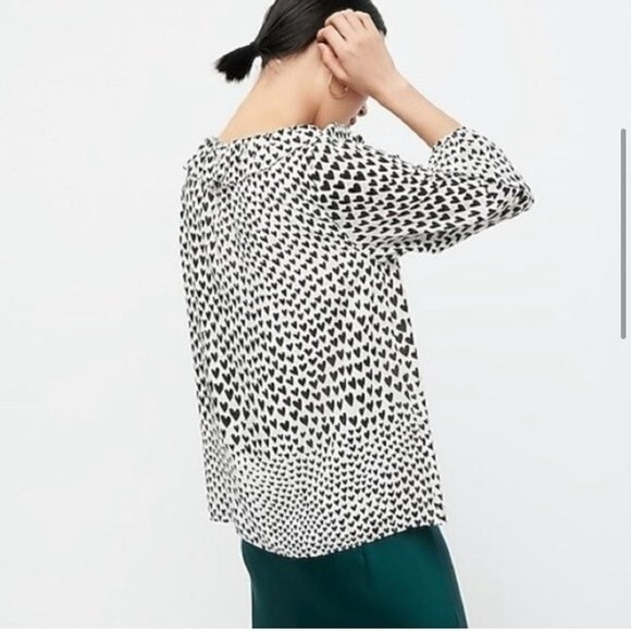 J Crew Ruffle-trim V-neck heart print‎ blouse - Picture 3 of 8